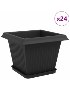 Vasi per Piante 24 pcs Nero 28,5 x 28,5 x 22 cm Plastica 2