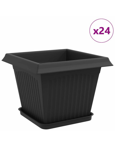 Vasi per Piante 24 pcs Nero 28,5 x 28,5 x 22 cm Plastica