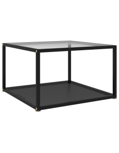 Tavolino da Salotto Trasparente e Nero 60x60x35cm in Vetro Temperato 2