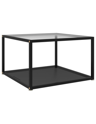 Tavolino da Salotto Trasparente e Nero 60x60x35cm in Vetro Temperato