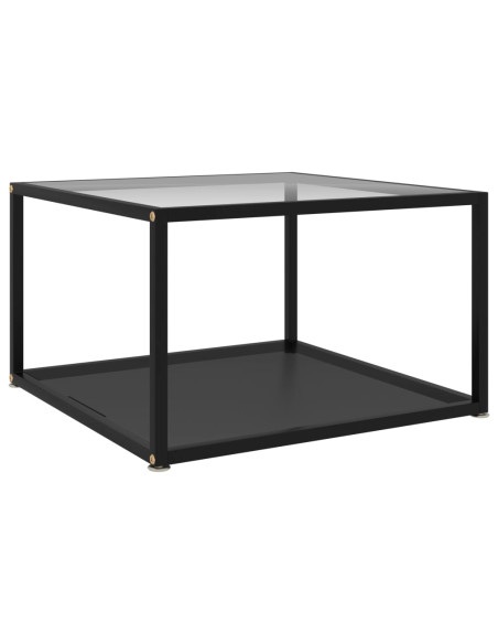 Tavolino da Salotto Trasparente e Nero 60x60x35cm in Vetro Temperato