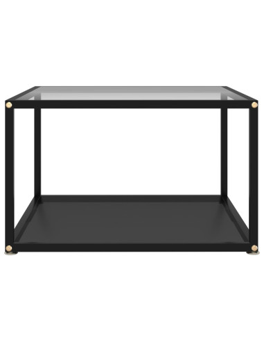 Tavolino da Salotto Trasparente e Nero 60x60x35cm in Vetro Temperato