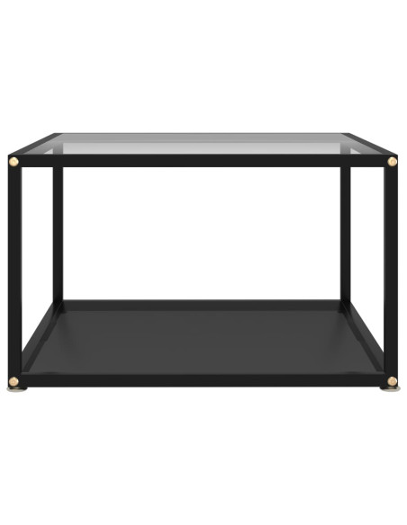 Tavolino da Salotto Trasparente e Nero 60x60x35cm in Vetro Temperato