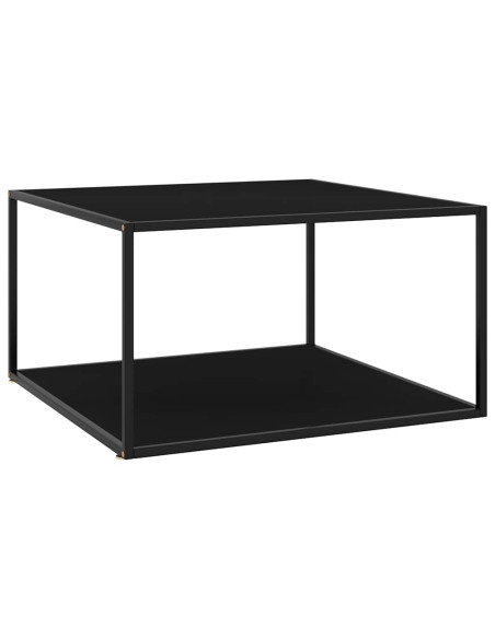 Tavolino da Salotto Nero con Vetro Nero 90x90x50 cm