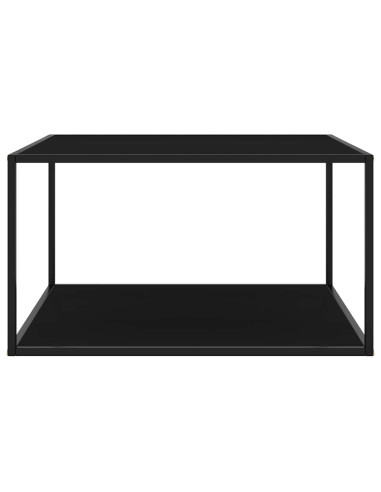 Tavolino da Salotto Nero con Vetro Nero 90x90x50 cm