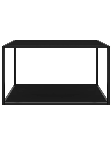 Tavolino da Salotto Nero con Vetro Nero 90x90x50 cm