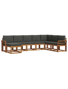Set di divani con cuscino 8 pcs Naturale e Antracite 2