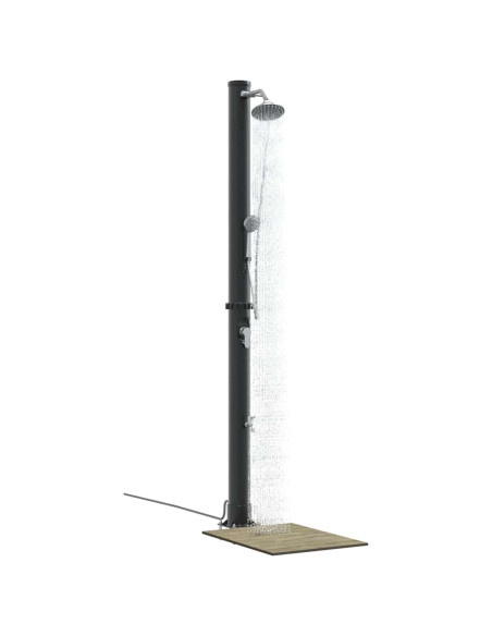 Doccia Solare da Esterno Nero 217 cm PVC e Alluminio