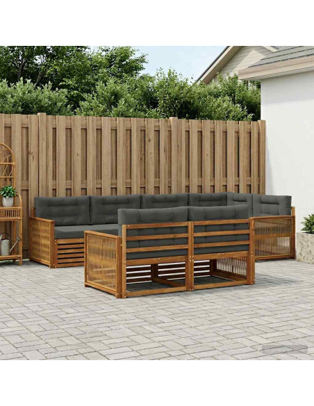 Set di divani da esterno con cuscino 7 pcs Naturale e Antracite