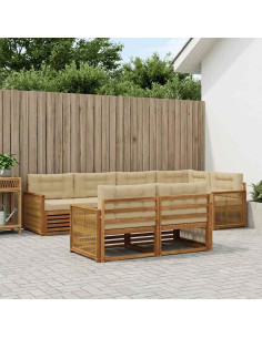 Set di divani da esterno con cuscino 7 pcs Naturale e Beige