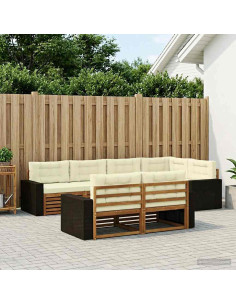 Set di divani da esterno con cuscino 7 pcs Naturale e Crema