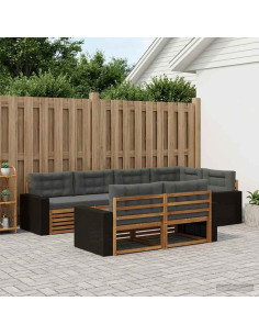 Set di divani da esterno con cuscino 7 pcs Naturale e Antracite