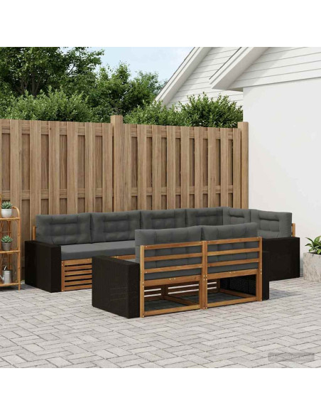 Set di divani da esterno con cuscino 7 pcs Naturale e Antracite