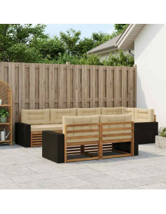 Set di divani da esterno con cuscino 7 pcs Naturale e Beige