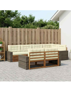 Set di divani da esterno con cuscino 7 pcs Naturale e Crema