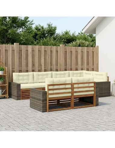 Set di divani da esterno con cuscino 7 pcs Naturale e Crema