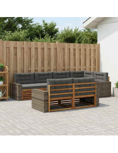 Set di divani da esterno con cuscino 7 pcs Naturale e Antracite