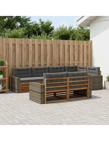 Set di divani da esterno con cuscino 7 pcs Naturale e Antracite