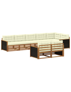 Set di divani da esterno con cuscino 8 pcs Naturale e Crema