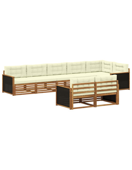 Set di divani da esterno con cuscino 8 pcs Naturale e Crema
