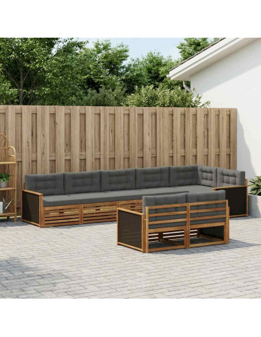 Set di divani da esterno con cuscino 8 pcs Naturale e Antracite