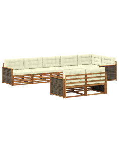 Set di divani da esterno con cuscino 8 pcs Naturale e Crema
