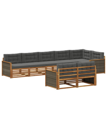 Set di divani da esterno con cuscino 8 pcs Naturale e Antracite