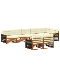 Set di divani da esterno con cuscino 8 pcs Naturale e Crema