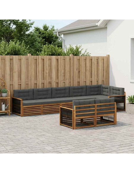 Set di divani da esterno con cuscino 8 pcs Naturale e Antracite