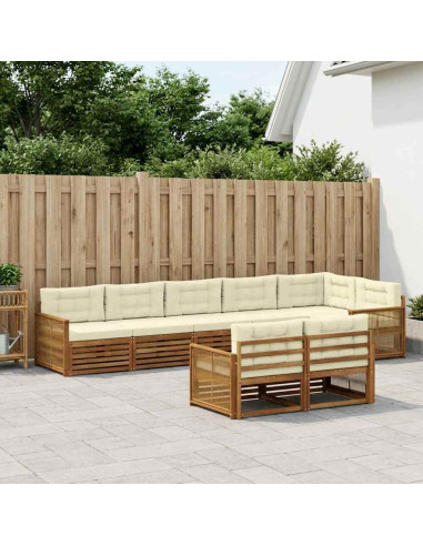 Set di divani da esterno con cuscino 8 pcs Naturale e Crema