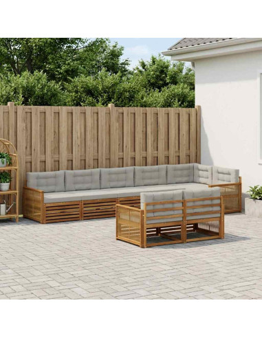 Set di divani da esterno 8 pcs Naturale e Grigio Chiaro