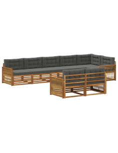Set di divani da esterno con cuscino 8 pcs Naturale e Antracite