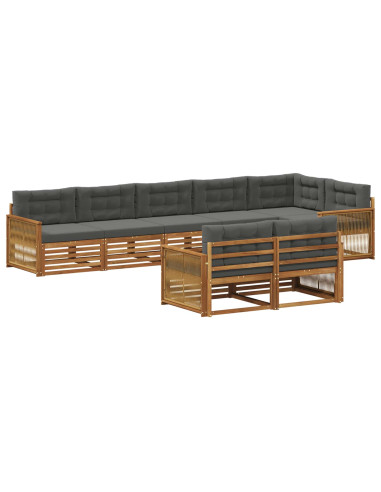 Set di divani da esterno con cuscino 8 pcs Naturale e Antracite