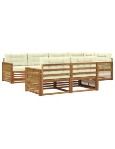 Set di divani da esterno con cuscino 7 pcs Naturale e Crema 2