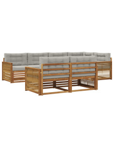Set di divani da esterno 7 pcs Naturale e Grigio Chiaro 2