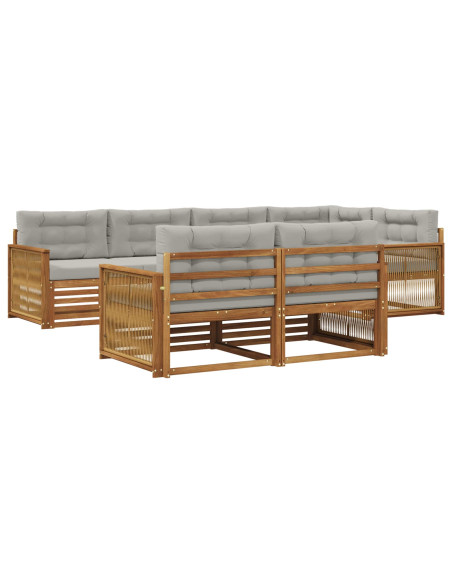 Set di divani da esterno 7 pcs Naturale e Grigio Chiaro