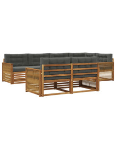 Set di divani da esterno con cuscino 7 pcs Naturale e Antracite 2