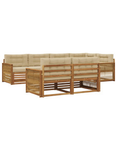 Set di divani da esterno con cuscino 7 pcs Naturale e Beige 2
