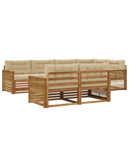 Set di divani da esterno con cuscino 7 pcs Naturale e Beige