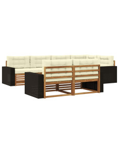 Set di divani da esterno con cuscino 7 pcs Naturale e Crema 2