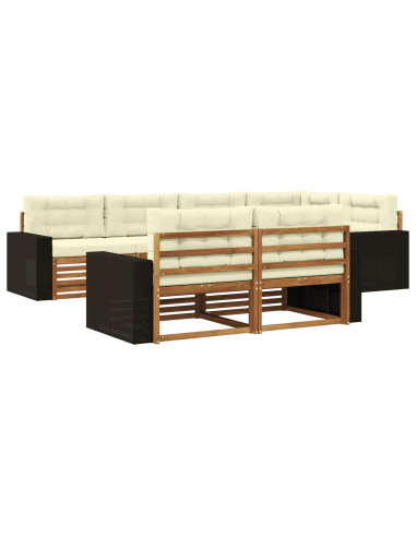 Set di divani da esterno con cuscino 7 pcs Naturale e Crema