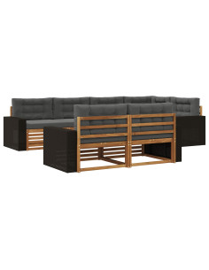 Set di divani da esterno con cuscino 7 pcs Naturale e Antracite 2