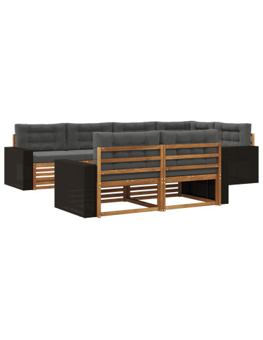 Set di divani da esterno con cuscino 7 pcs Naturale e Antracite