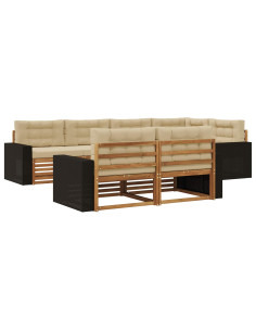 Set di divani da esterno con cuscino 7 pcs Naturale e Beige 2