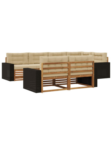 Set di divani da esterno con cuscino 7 pcs Naturale e Beige