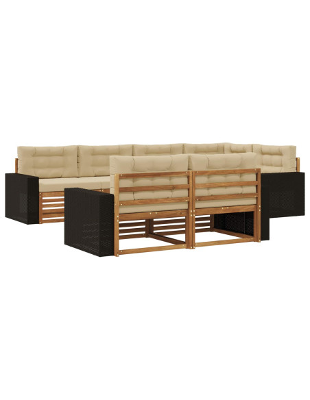 Set di divani da esterno con cuscino 7 pcs Naturale e Beige