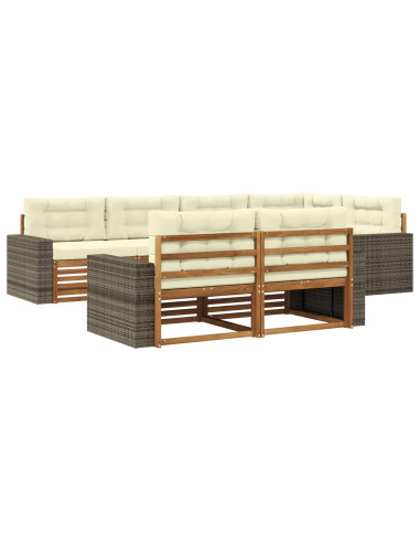 Set di divani da esterno con cuscino 7 pcs Naturale e Crema