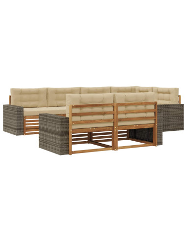 Set di divani da esterno con cuscino 7 pcs Naturale e Beige