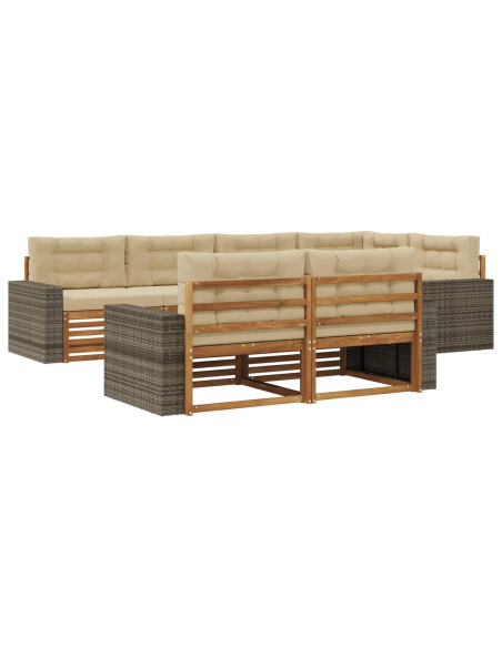 Set di divani da esterno con cuscino 7 pcs Naturale e Beige