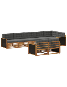 Set di divani da esterno con cuscino 8 pcs Naturale e Antracite 2